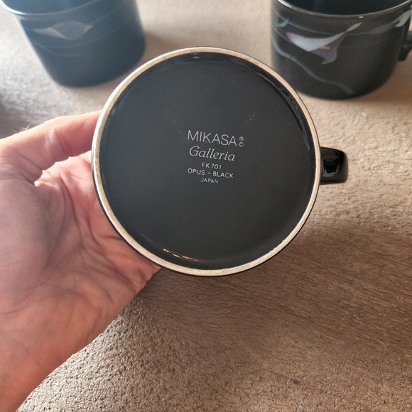 Mikasa Galleria Opus Black FK 701 Mug & Saucer Plate set Floral lot lilies 4 - Picture 5 of 7